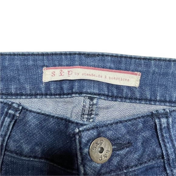 S&P By Standards And Practices Jeans 27 Straight Crop Blue Distressed - Picture 2 of 5